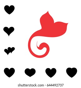 Simple Heart Icon Collection Isolated on White Background