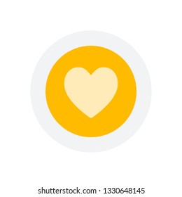 Simple heart icon. Icon in colored circle with gray bold border. Web button, modern flat design