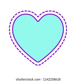 Simple heart icon. Colored sketch with dotted border on white background