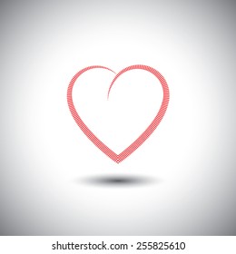 simple heart icon with lines representing love - vector icon. This also represents passion, romance, friendship, relationship, bonding, compassion, empathy