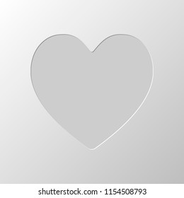 Simple heart icon. Paper design. Cutted symbol. Pitted style