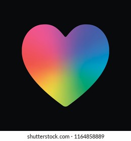 Simple heart icon. Rainbow color and dark background