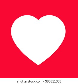 Simple heart icon. Red and white heart icon shape. Vector heart icon for web site, medical clinics, cardio doctors sign. Heart icon for wedding add valentines day  designs, Simple heart shape.