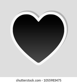 Simple heart icon. Sticker style with white border and simple shadow on gray background