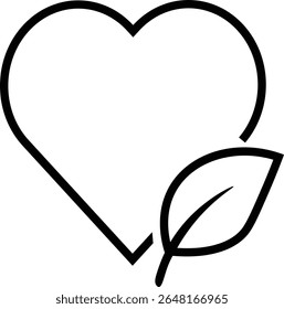 Simple heart and leaf icon logo design