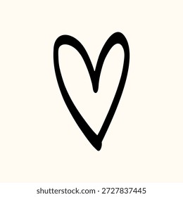 Icono de línea de corazón simple con un contorno limpio y carácter dibujado a mano. Diseñado para tarjetas de San Valentín, gráficos de boda y marca romántica moderna.