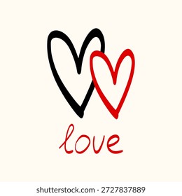 Icono de línea de corazón simple con un contorno limpio y un acento rojo mínimo. Diseñado para tarjetas de San Valentín, gráficos de boda y marca romántica moderna.