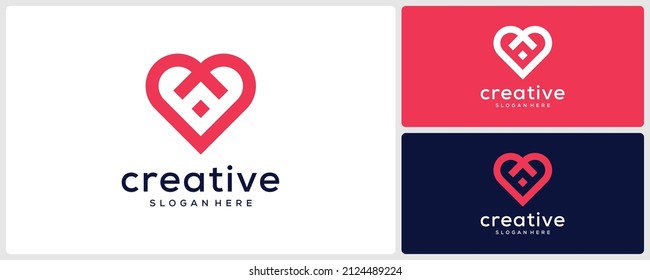 Simple heart logo design template