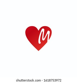 simple heart logo with the initials letter M