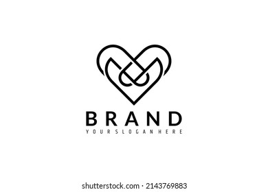 logotipo de corazón simple con concepto de diseño lineal