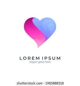 Simple heart or love logo design template ready for use