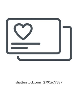 A simple heart on a card with lines for text on a clean white background symbolizing love