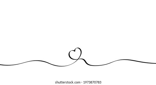 Simple heart in one line. Design for the decor of postcards, for the holiday.