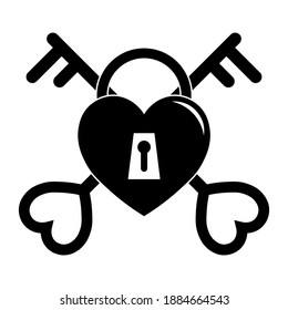 Simple candado de corazón con la ilustración del icono de las teclas para el Día de San Valentín