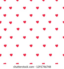 Simple heart pattern. White background, little red hearts. Love. Good for textile, banner, packaging.