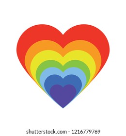 Simple heart with pride flag rainbow color. LGBTQ Community vector illustration