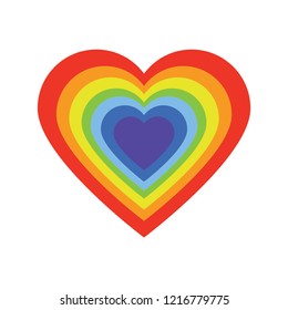 Simple heart with pride flag rainbow color. LGBTQ Community vector illustration