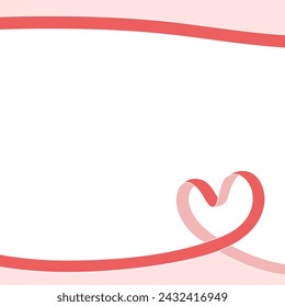 Simple heart ribbon frame, square template