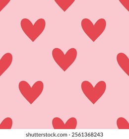 Simple heart seamless pattern. Red and pink. Suitable for gift wrap or greeting card for Valentines day.