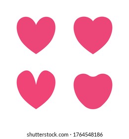 Simple heart shape collection. Love symbol isolated on white background.