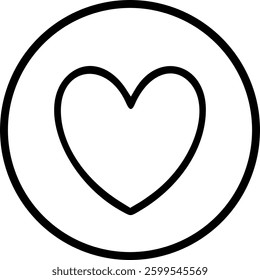 Simple heart shape outline in circle outline