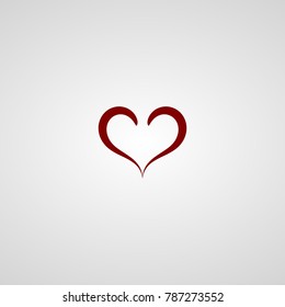 Simple heart shape outline silhouette symbol or icon on gray gradient background