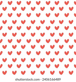 Simple heart shape pattern seamless isolated on white background.