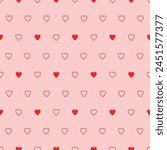 Simple heart shape seamless pattern in diagonal arrangement. Love and romantic theme background. pink vector wallpaper