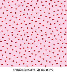 Simple heart shape seamless pattern in diagonal arrangement. Love and romantic theme background. red vector wallpaper.