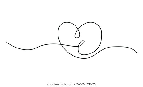 design simples em forma de coração em linha arte em traço contínuo usado para amor, romance ou símbolo decorativo
