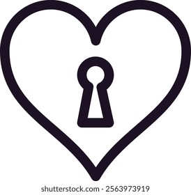 Simple heart shaped lock representing secret love, privacy, personal feelings and security, suitable for Valentine s day, wedding or anniversary