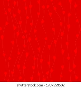 simple heart shapes on curves. vector seamless pattern. red valentine repetitive background. textile paint. fabric swatch. wrapping paper. continuous print. romantic design element for card ad banner