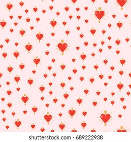 Simple heart sharp vector seamless pattern color beautiful celebrate bright emoticon symbol holiday abstract art decoration.