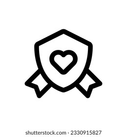 Simple Heart Shield icon. The icon can be used for websites, print templates, presentation templates, illustrations, etc