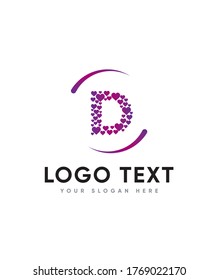 A simple heart style letter type D logo template, Vector logo for business and company identity 