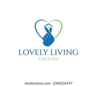 Simple Heart Symbol House Logo Design Template