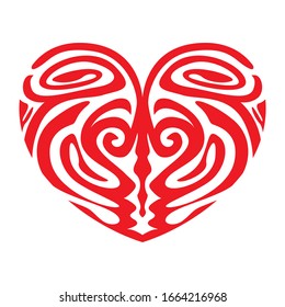 Simple Heart Vector Design in Red with Pattern Theme