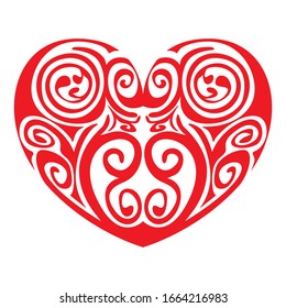 Simple Heart Vector Design in Red with Pattern Theme