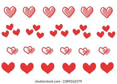 Simple heart vector illustration set.