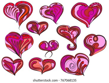 simple hearts isolated on the white background