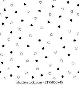 Simple hearts pattern. Small  white and black hearts . white   background. Fashionable print for textiles and wallpaper.