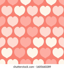 Simple hearts peach colour isolated on peach background. Seamless vector pattern. Great for fabric, home decor, gift wrap, stationery, backdrops. Cute girly template to Valentine's Day, love day.