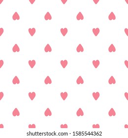 Simple hearts seamless pattern. Valentines Day backdrop. Wedding template. Design for fabric, textile print, wrapping paper, children textile. Vector illustration