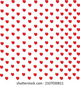 Simple hearts seamless pattern. Valentines day background. Flat design endless chaotic texture made of tiny heart silhouettes. Shades of red. Read hearts at black background
