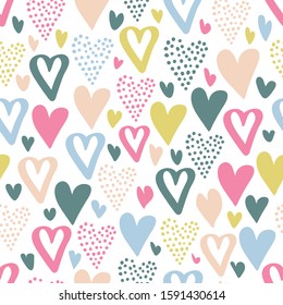 Simple hearts seamless vector pattern. Valentines day background.