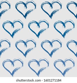 Simple hearts seamless vector pattern. Abstract seamless pattern with hearts, urban elements, drops, brush, lines stars, sprays.