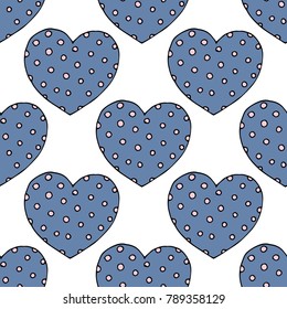 Simple hearts seamless vector pattern. Valentines day background. Flat design endless chaotic texture made of tiny heart silhouettes. Shades of red.