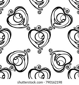 Simple hearts seamless vector pattern. Valentines day background. Flat design endless chaotic texture made of tiny heart silhouettes. Shades of colorful ilustration.