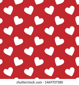 Simple hearts seamless vector patterns. Valentines OR chirstmas day background. Flat design endless chaotic texture made of tiny heartVector illustration for holiday design.