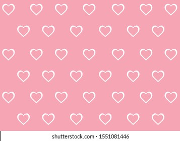 Simple hearts vector pattern (pink, white). Vector background to Valentine's Day